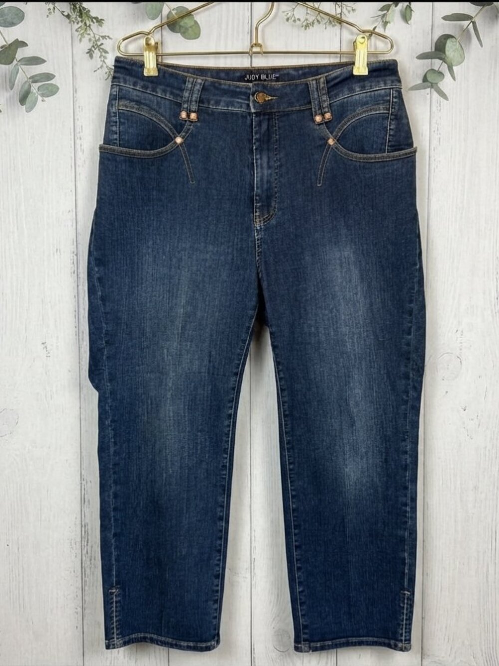 JUDY BLUE Jeans 15/32 High Rise Dark Wash Slim Fit Straight Leg Comfort Stretch